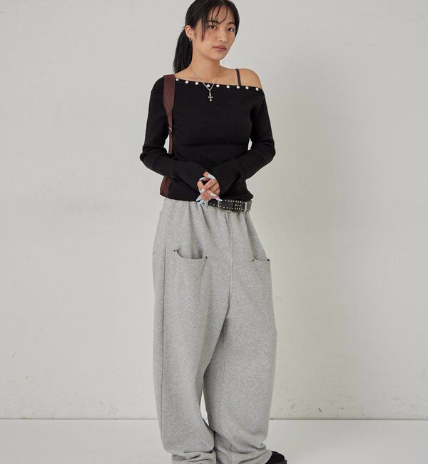  「スタッズワンオフショルニット」|ニット・セーター|