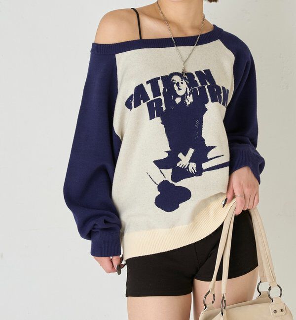  「シャーロットオフショルニット」|ニット・セーター|ネイビー