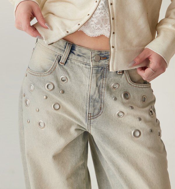  「アイレットローライズデニム」|デニム|サックスブルー