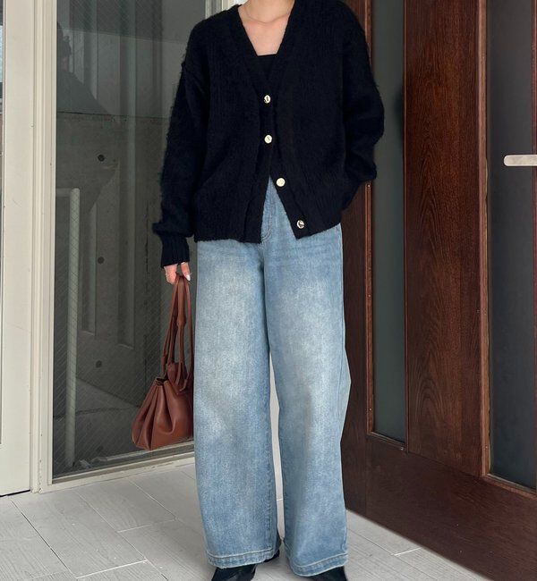  「ニュアンスボタンレイヤード風カーディガン」|カーディガン|