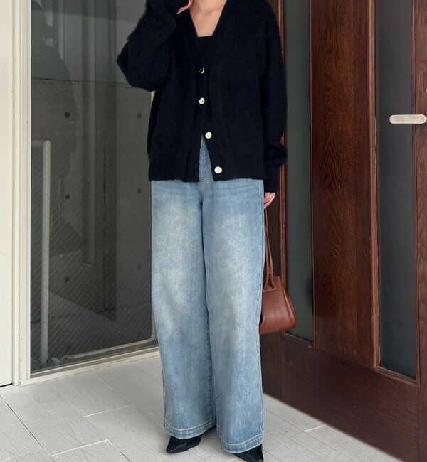  「ニュアンスボタンレイヤード風カーディガン」|カーディガン|