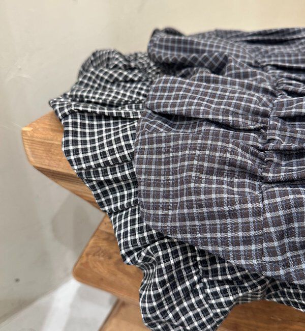  「【洗濯可/着やせ効果◎】チェックギャザーブラウス」|シャツ・ブラウス|