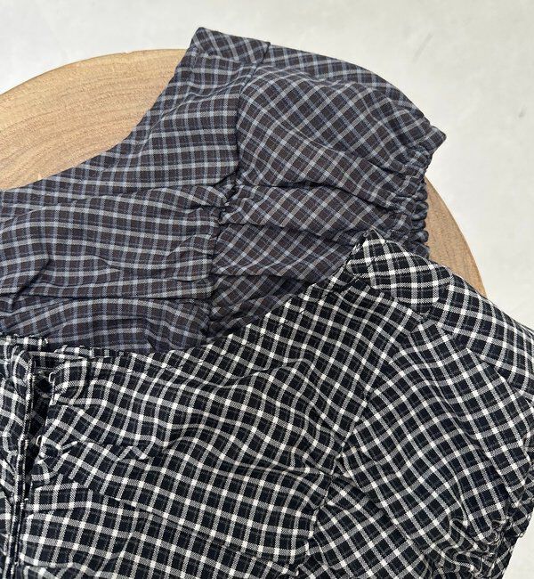  「【洗濯可/着やせ効果◎】チェックギャザーブラウス」|シャツ・ブラウス|