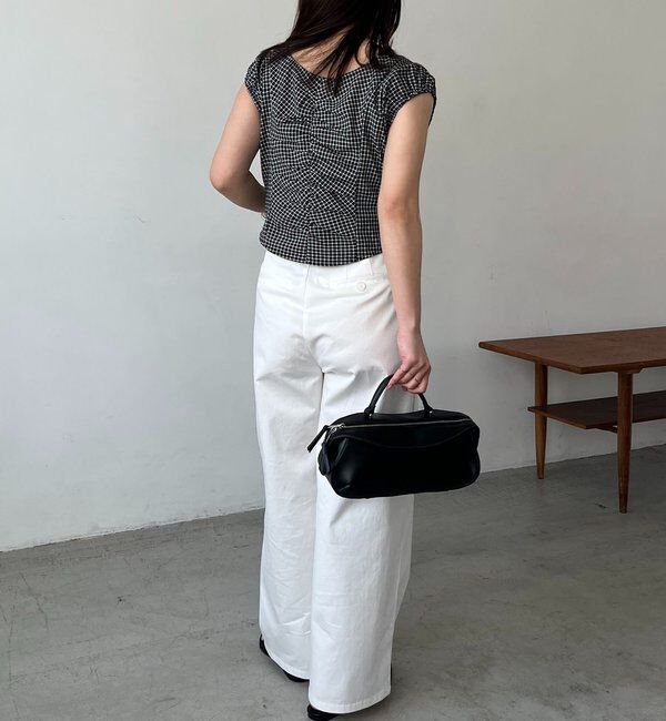  「【洗濯可/着やせ効果◎】チェックギャザーブラウス」|シャツ・ブラウス|