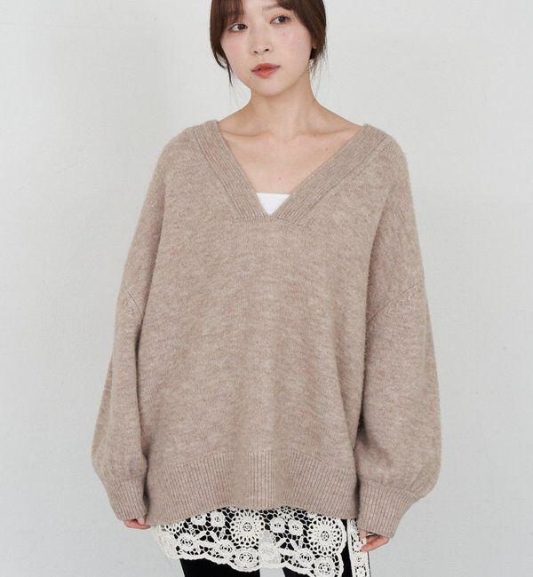  「【@kanako_ikiコラボカラー】【全骨格キレイ見え】ウェーブネックニット」|ニット・セーター|ライトベージュ