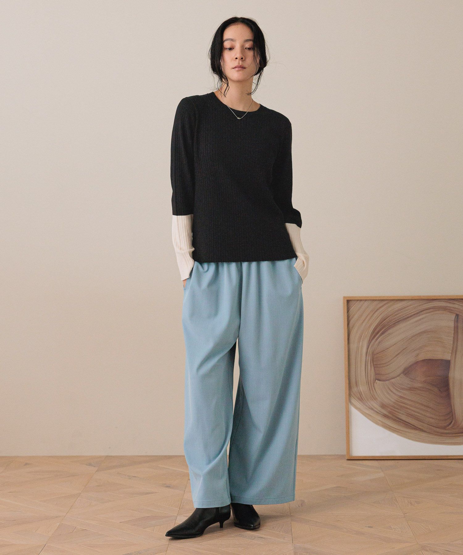 LOWRYS FARM「ギャザーワイドイージーパンツ」|チノ|