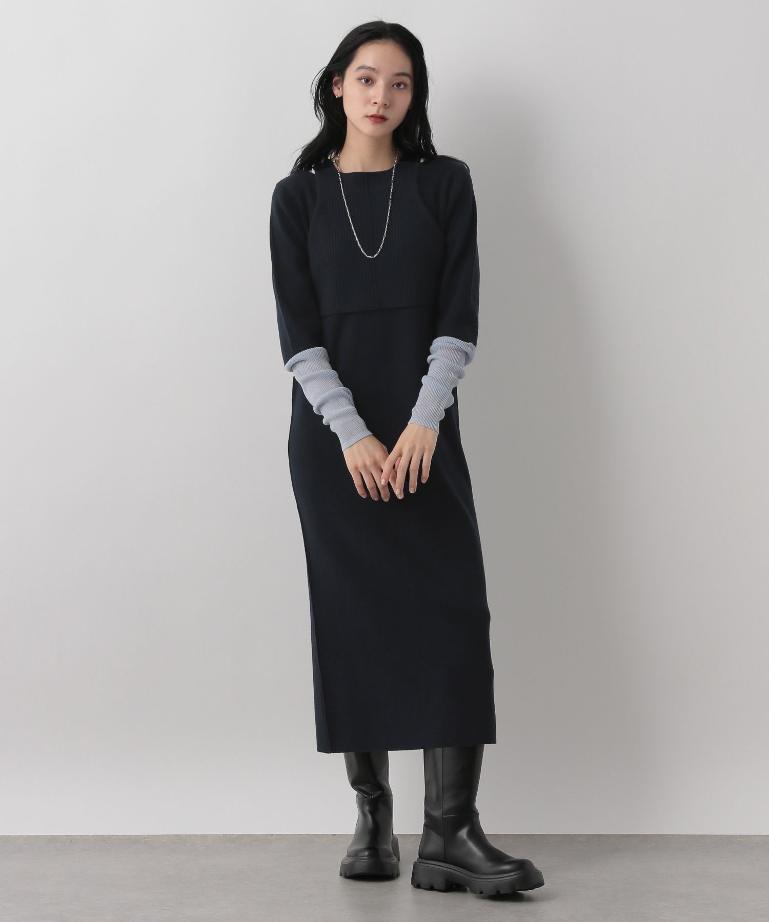 LOWRYS FARM「タンクトップ&ソデシアーワンピース」|ワンピース|NVY