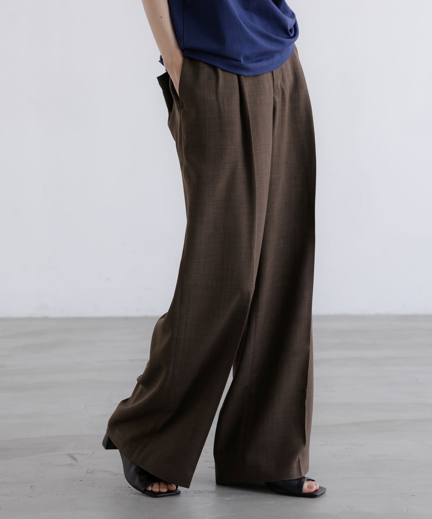 LOWRYS FARM「バスケットワイドパンツ」|スラックス|BRN8