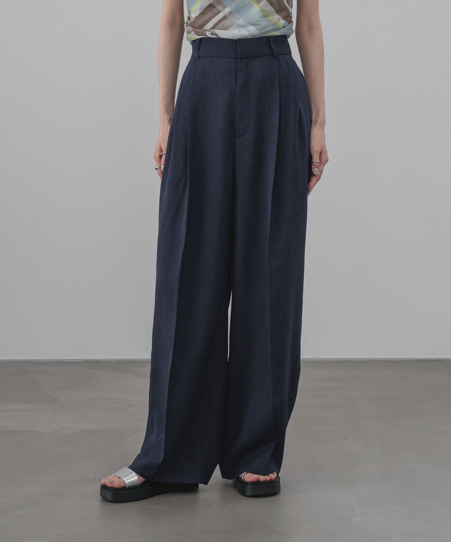 LOWRYS FARM「バスケットワイドパンツ」|スラックス|NVY