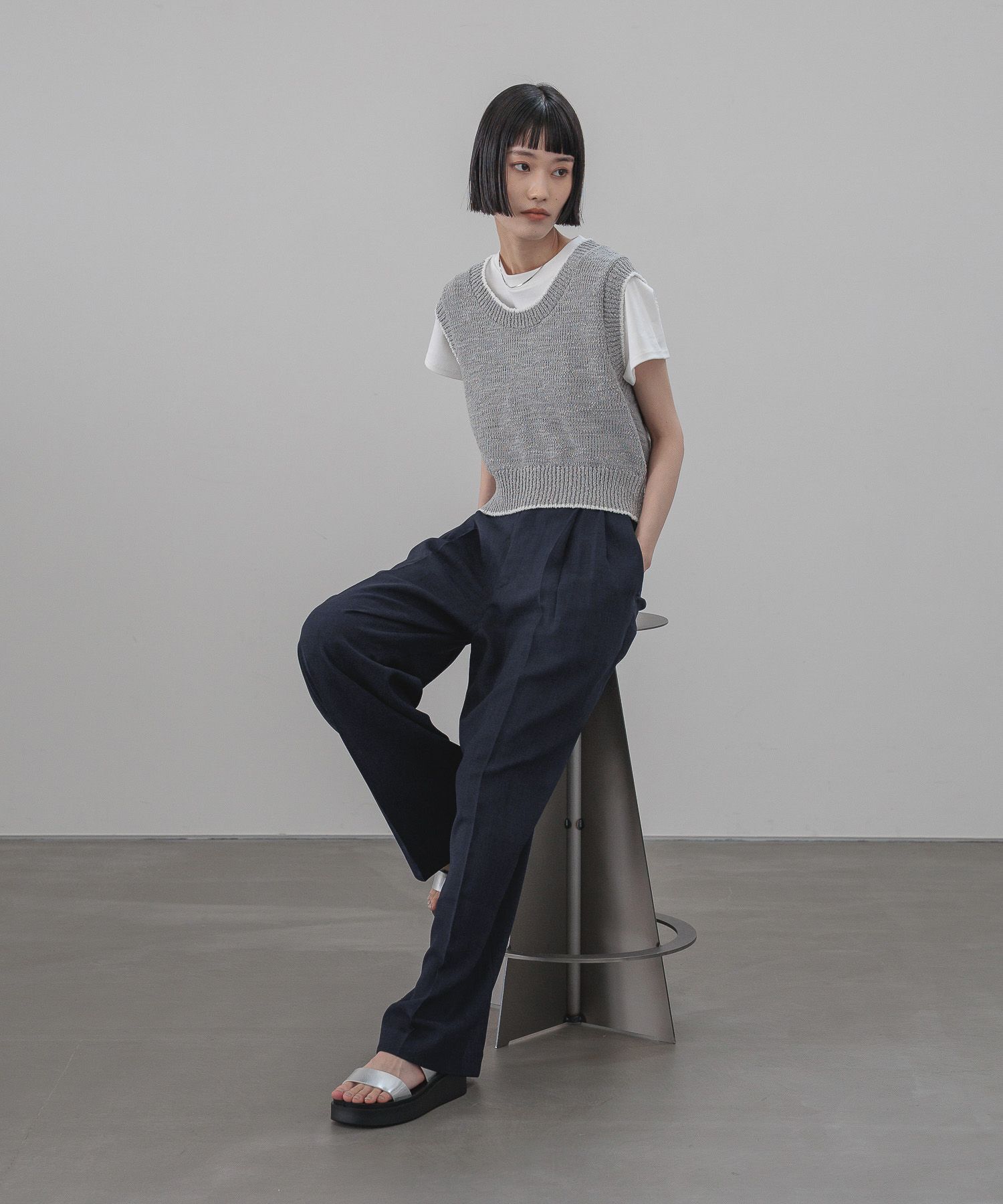 LOWRYS FARM「バスケットワイドパンツ」|スラックス|