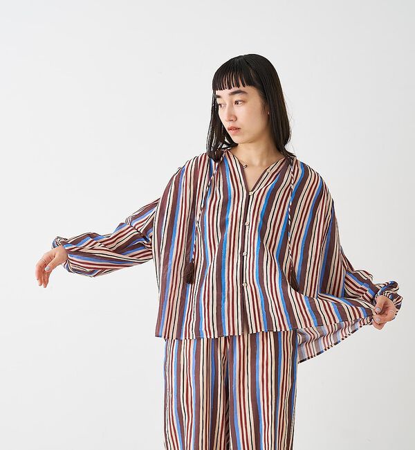 collex「ブロックプリント ユラギ ストライプブラウス【予約】」|シャツ・ブラウス|