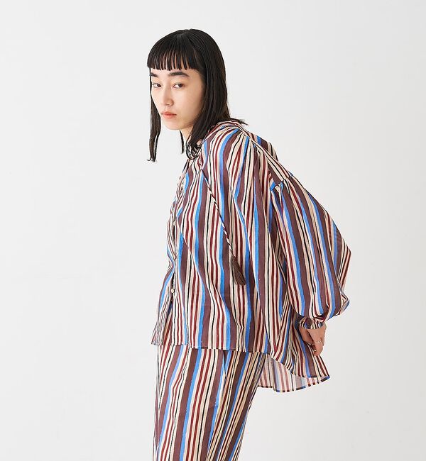 collex「ブロックプリント ユラギ ストライプブラウス【予約】」|シャツ・ブラウス|