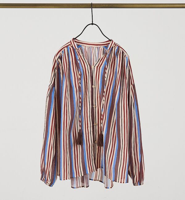 collex「ブロックプリント ユラギ ストライプブラウス【予約】」|シャツ・ブラウス|