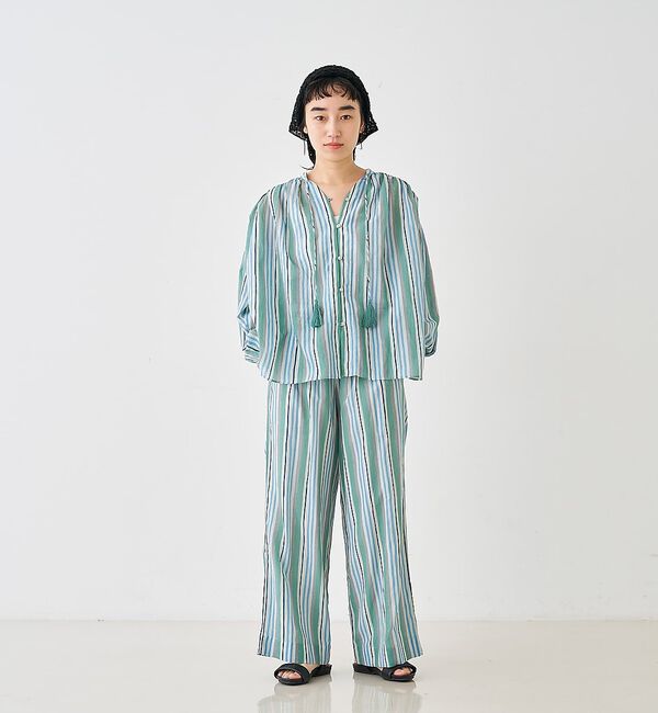 collex「ブロックプリント ユラギ ストライプブラウス【予約】」|シャツ・ブラウス|