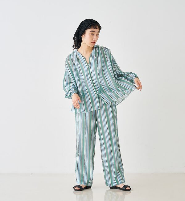 collex「ブロックプリント ユラギ ストライプブラウス【予約】」|シャツ・ブラウス|