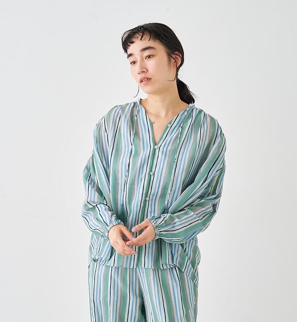 collex「ブロックプリント ユラギ ストライプブラウス【予約】」|シャツ・ブラウス|