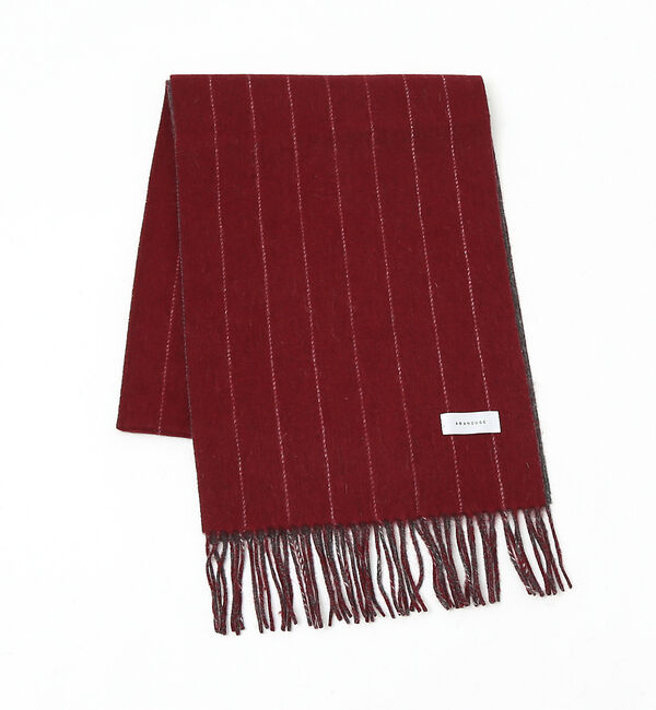 ABAHOUSE「【ウール&times;カシミヤ】細幅マフラー 30&times;170【ピンストライプ/チェック】」|マフラー|ボルドー