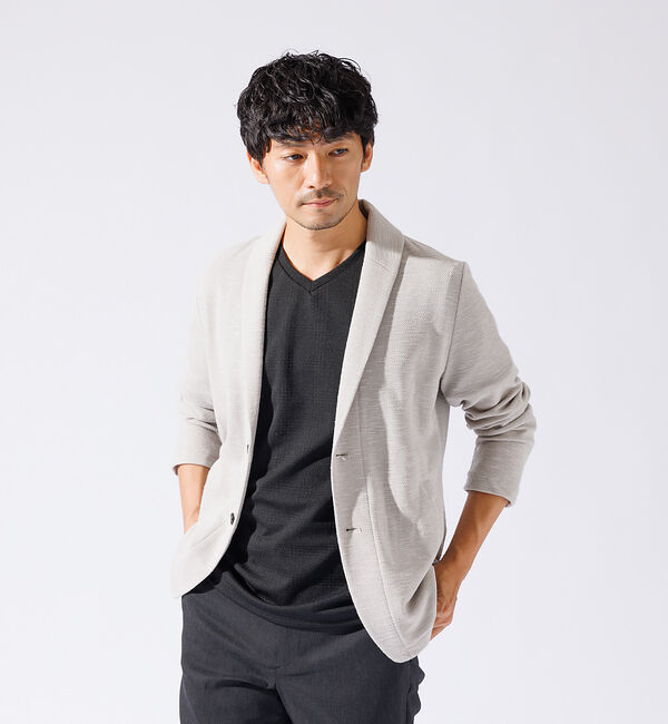 ABAHOUSE「【バーズアイ】ショールジャケット / サマージャケット」|その他|ライトベージュ