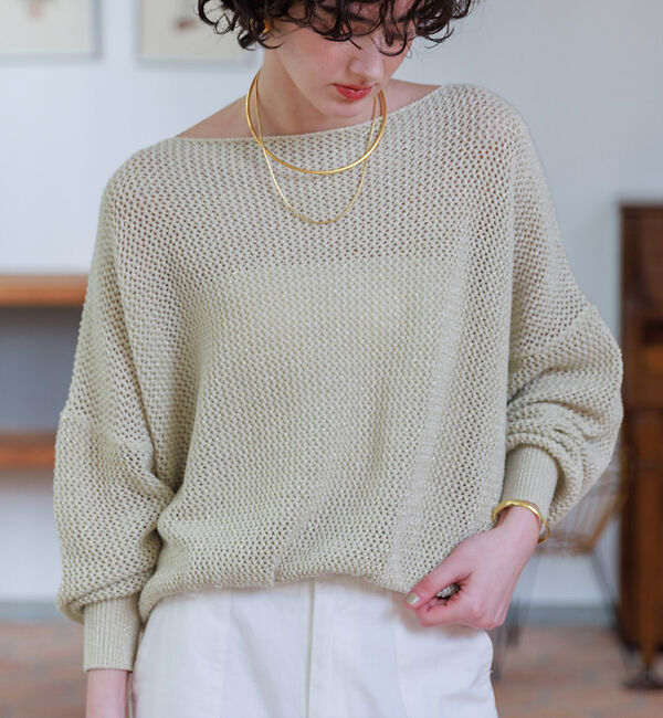 Rouge vif「ラメメッシュワイドニットプルオーバー」|ニット・セーター|ゴールド