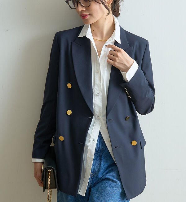 Rouge vif「テーラードダブルジャケット」|テーラードジャケット|ネイビー