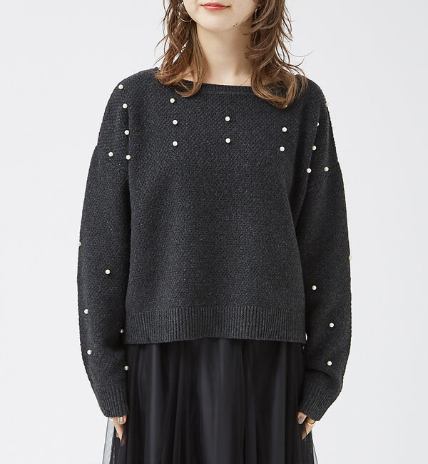 Rouge vif「【一部店舗限定】ビジューニットプルオーバー」|ニット・セーター|