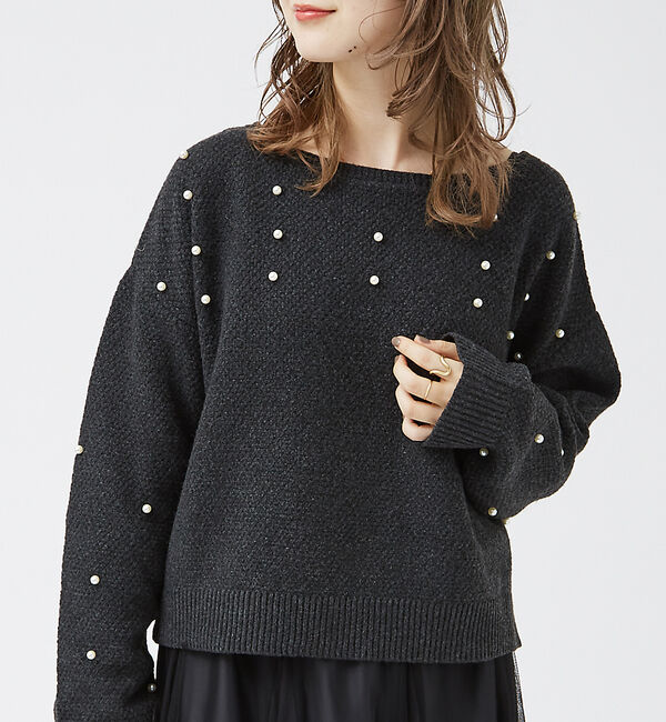 Rouge vif「【一部店舗限定】ビジューニットプルオーバー」|ニット・セーター|