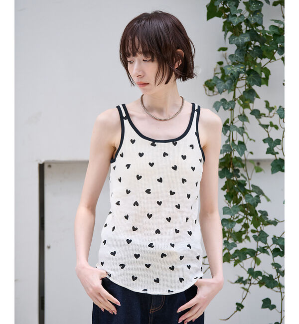 Rouge vif「【JEMORGAN/ジェーイーモーガン】カップ付クレリックタンクハート柄/カップ」|キャミソール|