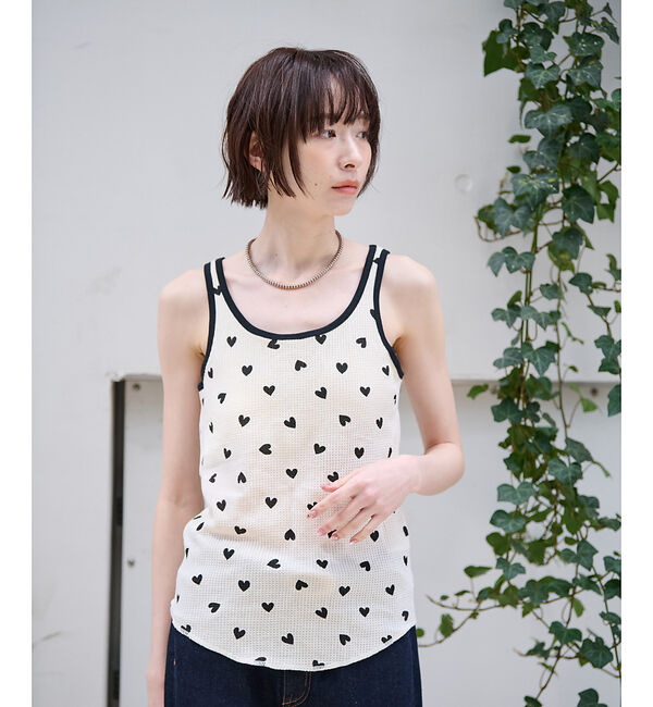 Rouge vif「【JEMORGAN/ジェーイーモーガン】カップ付クレリックタンクハート柄/カップ」|キャミソール|