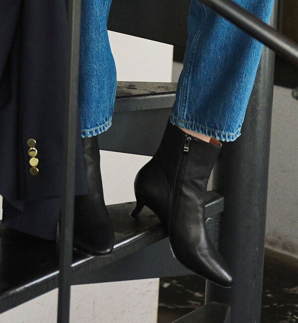 Rouge vif「【REMME／レメ】サイドジップレザーショートブーツ」|ショートブーツ|