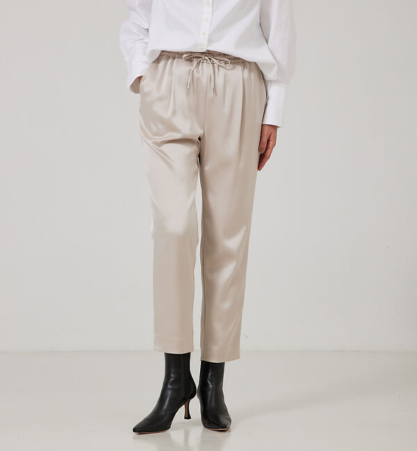 qualite「アセテートサテンドロストパンツ」|その他|ピンクベージュ