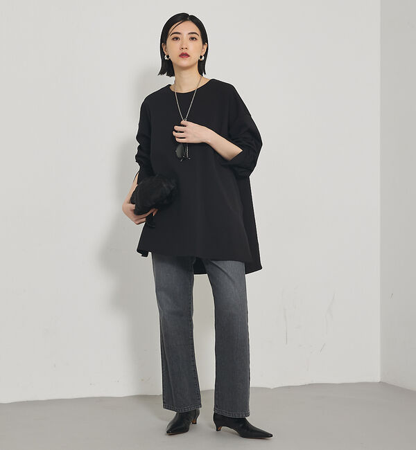 qualite「【e&times;qualite】フレアークロップドデニム」|デニム|