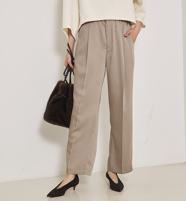 qualite「センタープレスカルゼイージーパンツ」|その他|カーキ