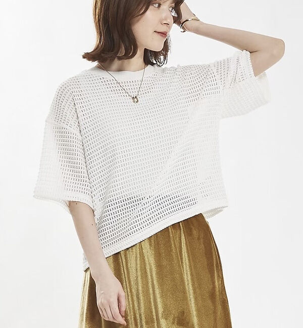 abahouse mavie「メッシュレースプルオーバー」|Tシャツ・カットソー|ホワイト