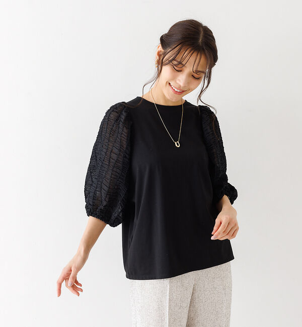 abahouse mavie「袖シアーシャーリングプルオーバー」|Tシャツ・カットソー|