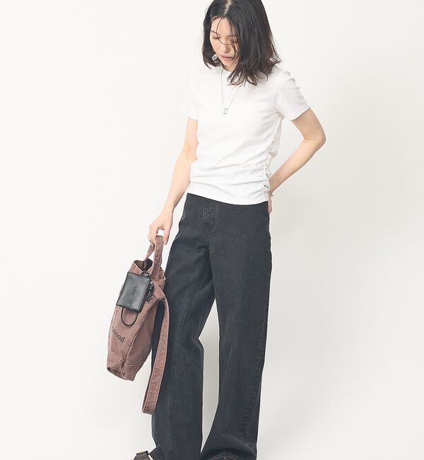 abahouse mavie「【ウエスト細見え】サイドギャザーTシャツ」|Tシャツ・カットソー|