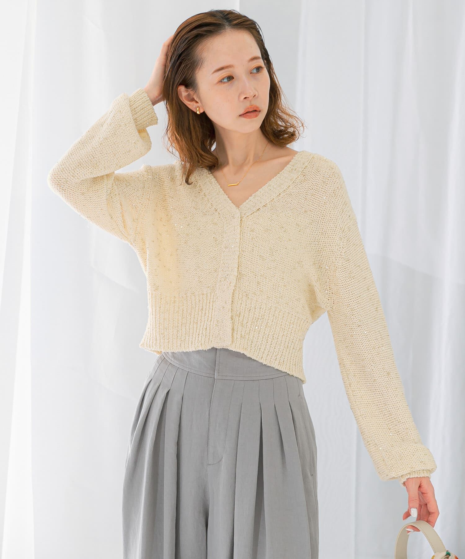 URBAN RESEARCH ROSSO「ラメミックスショートカーディガン」|カーディガン|