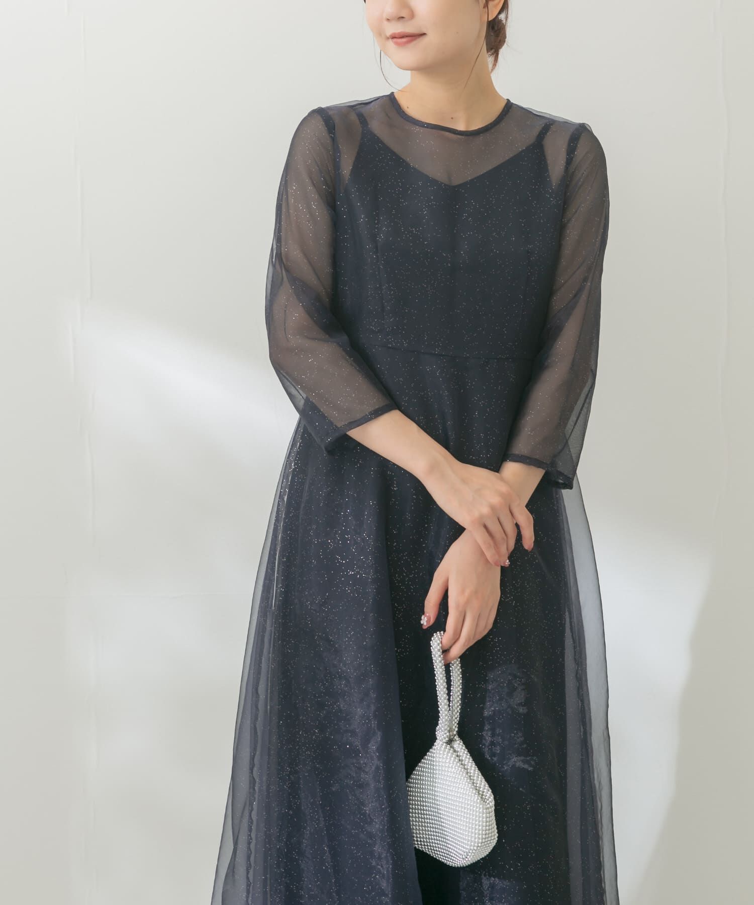 URBAN RESEARCH ROSSO「kaene　ラメミックスステッチレースドレス」|ワンピース|