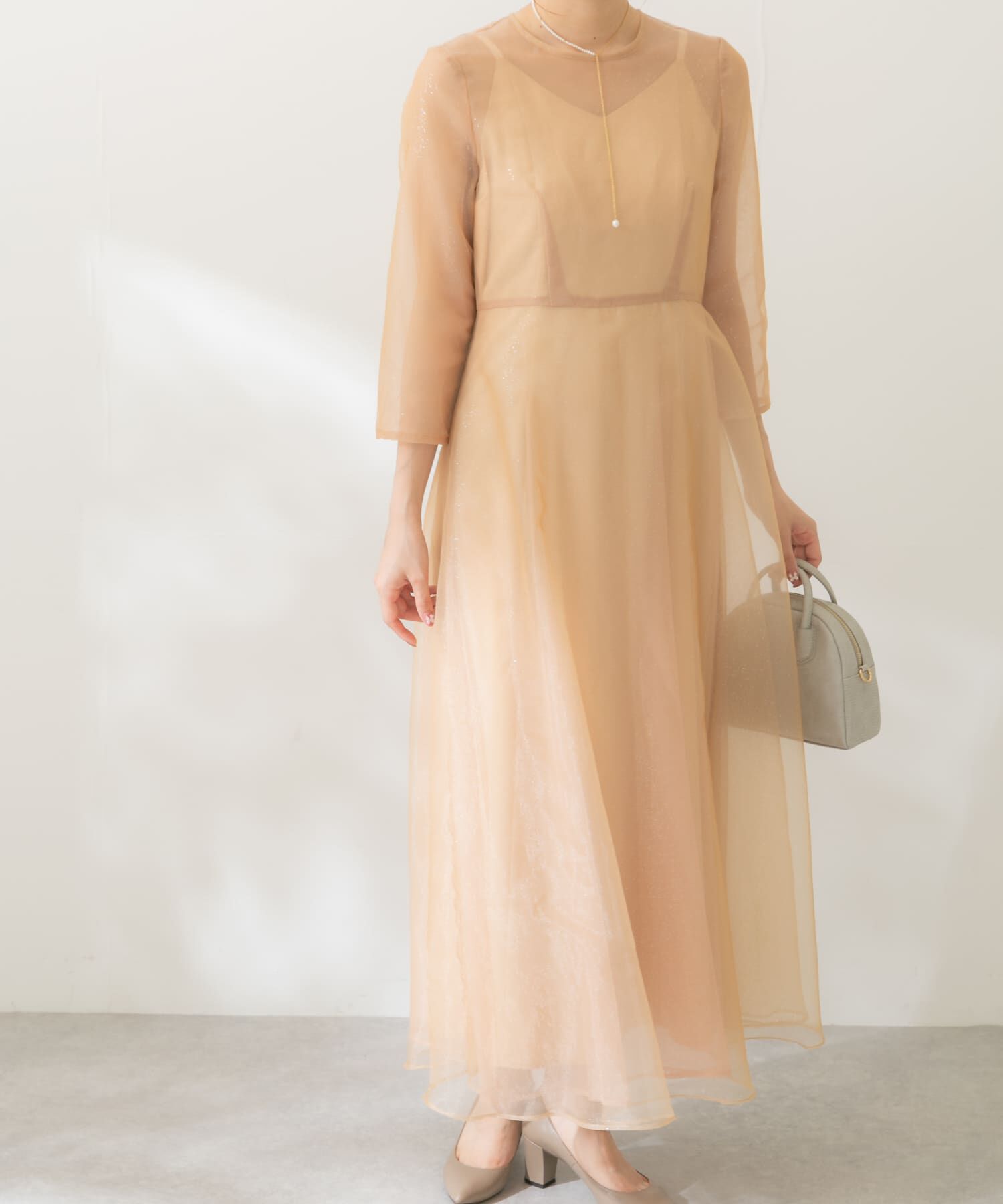 URBAN RESEARCH ROSSO「kaene　ラメミックスステッチレースドレス」|ワンピース|イエロー