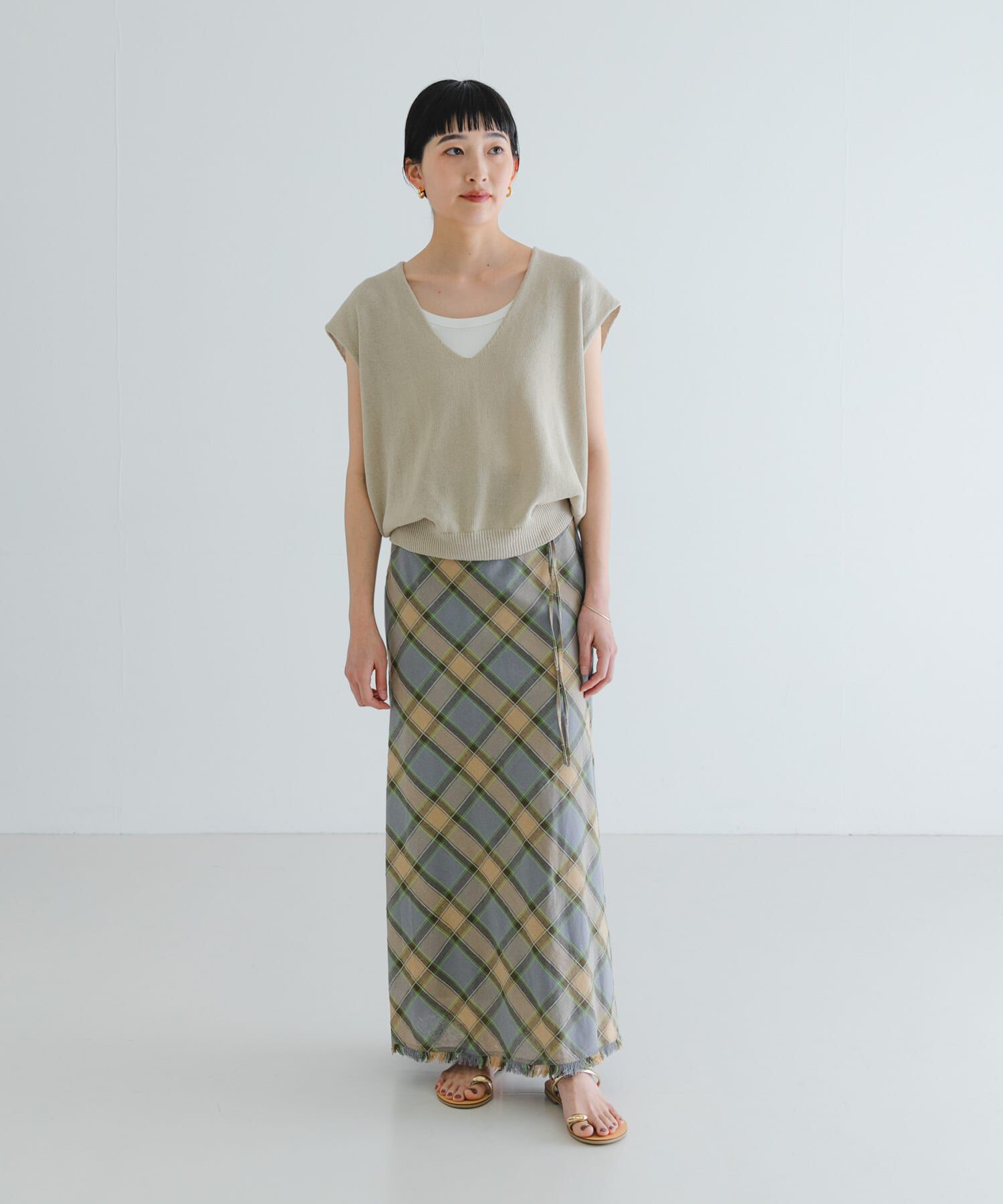 URBAN RESEARCH「バイアスチェックフリンジスカート」|スカート|