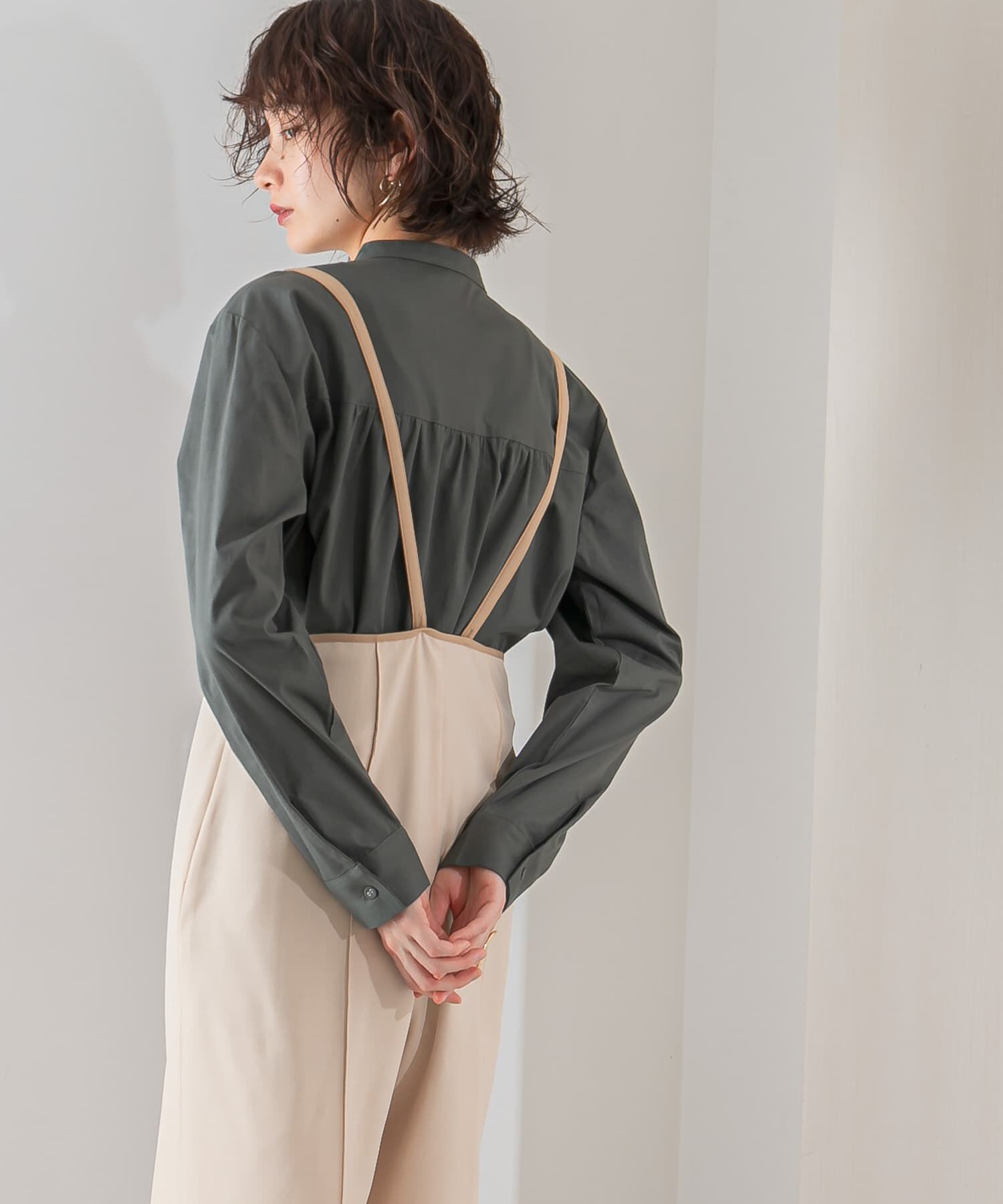  「ピンタックハイウエストサロペット」|スカート|