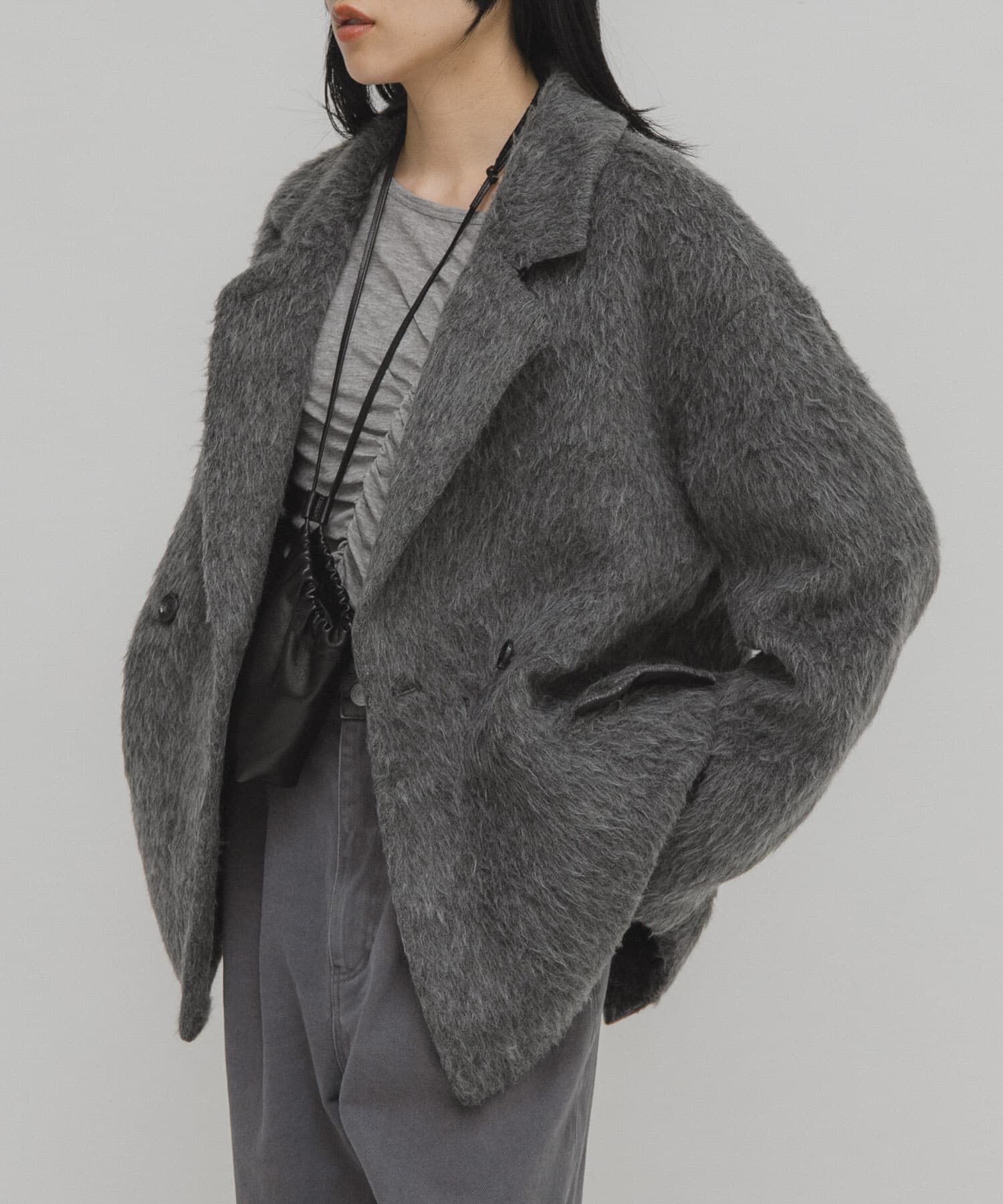  「シャギーテーラードジャケット」|その他|チャコールグレー