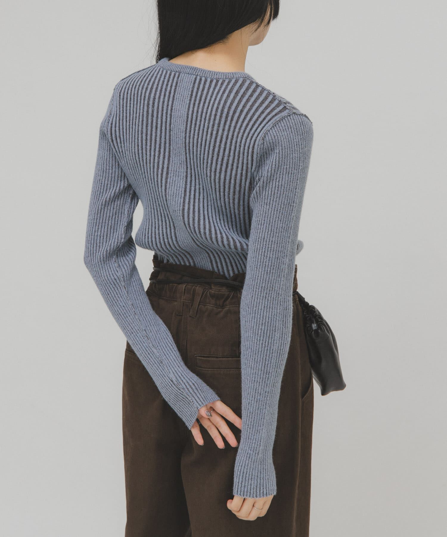  「illi　ランダムRIBクルーネックニット」|ニット・セーター|ブルー系その他