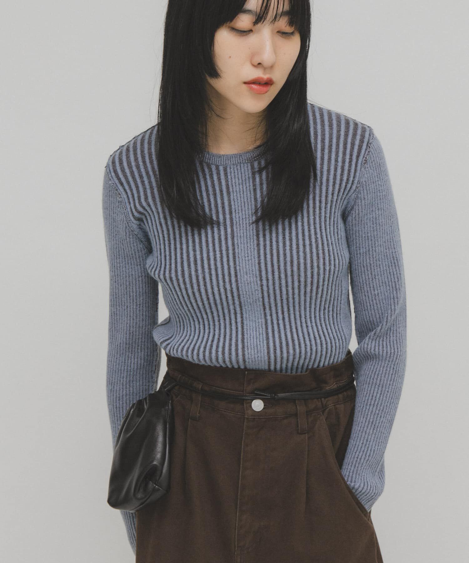  「illi　ランダムRIBクルーネックニット」|ニット・セーター|