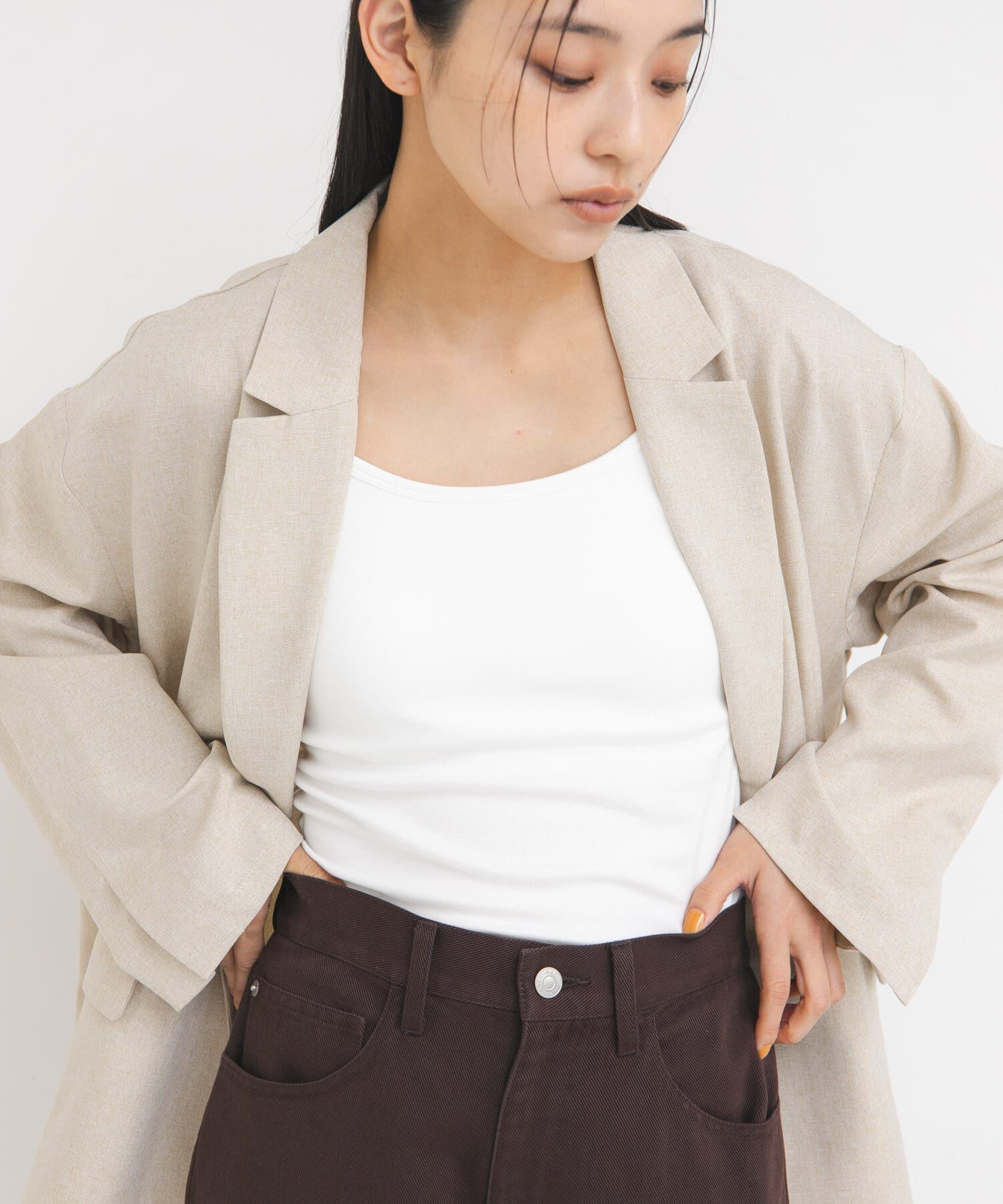  「スパゲティストラップカップ付きキャミ」|キャミソール|