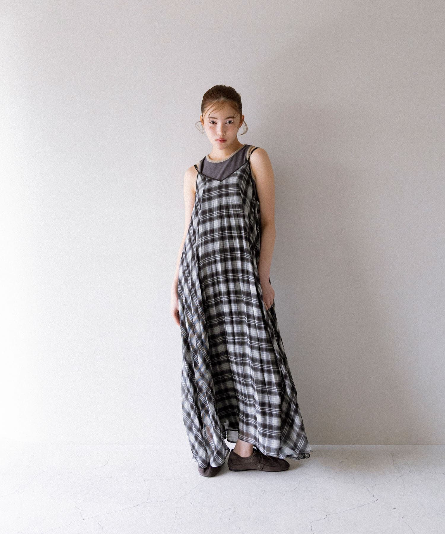  「チェックプリーツキャミワンピース」|その他|ブラック系その他