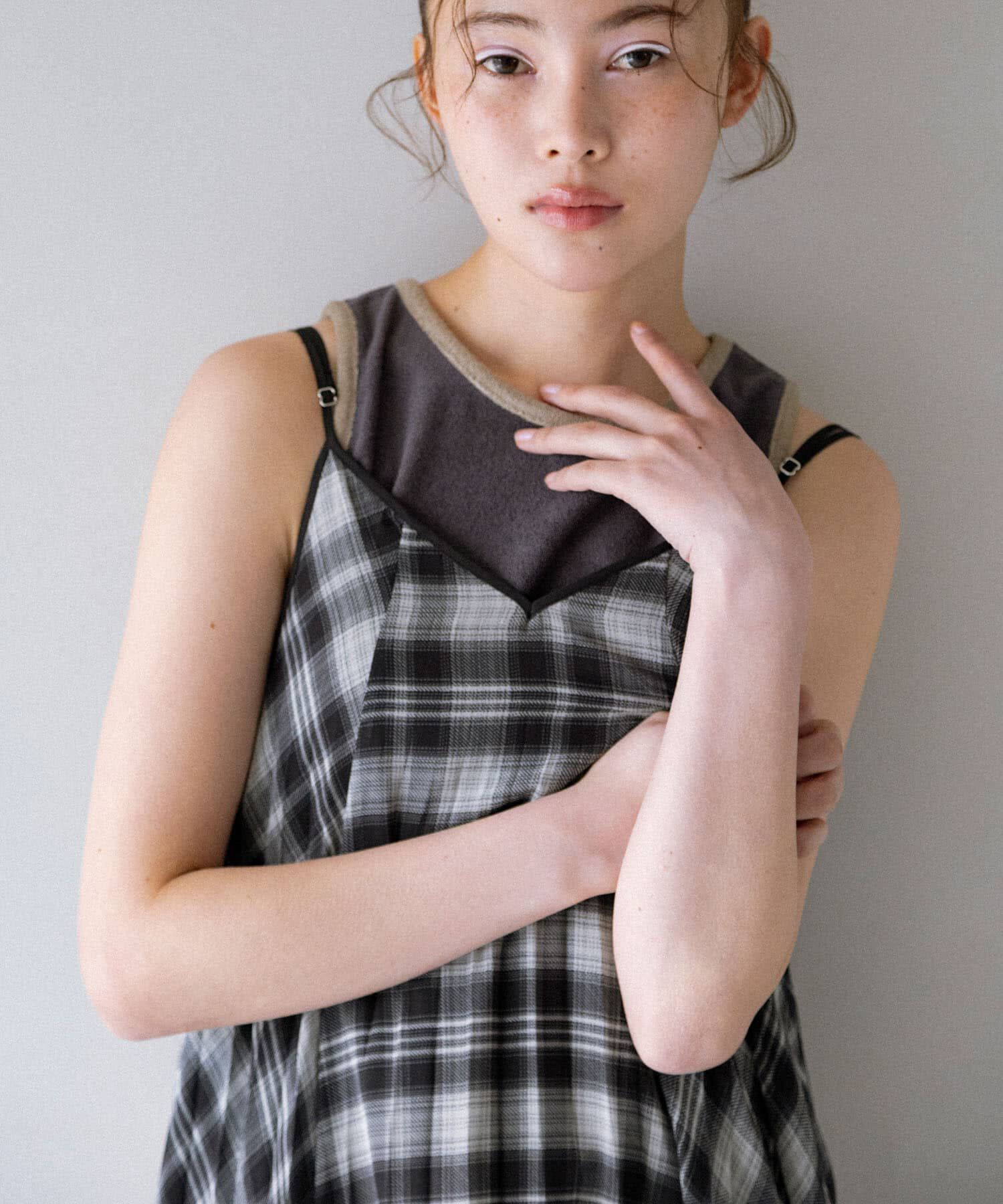  「チェックプリーツキャミワンピース」|その他|