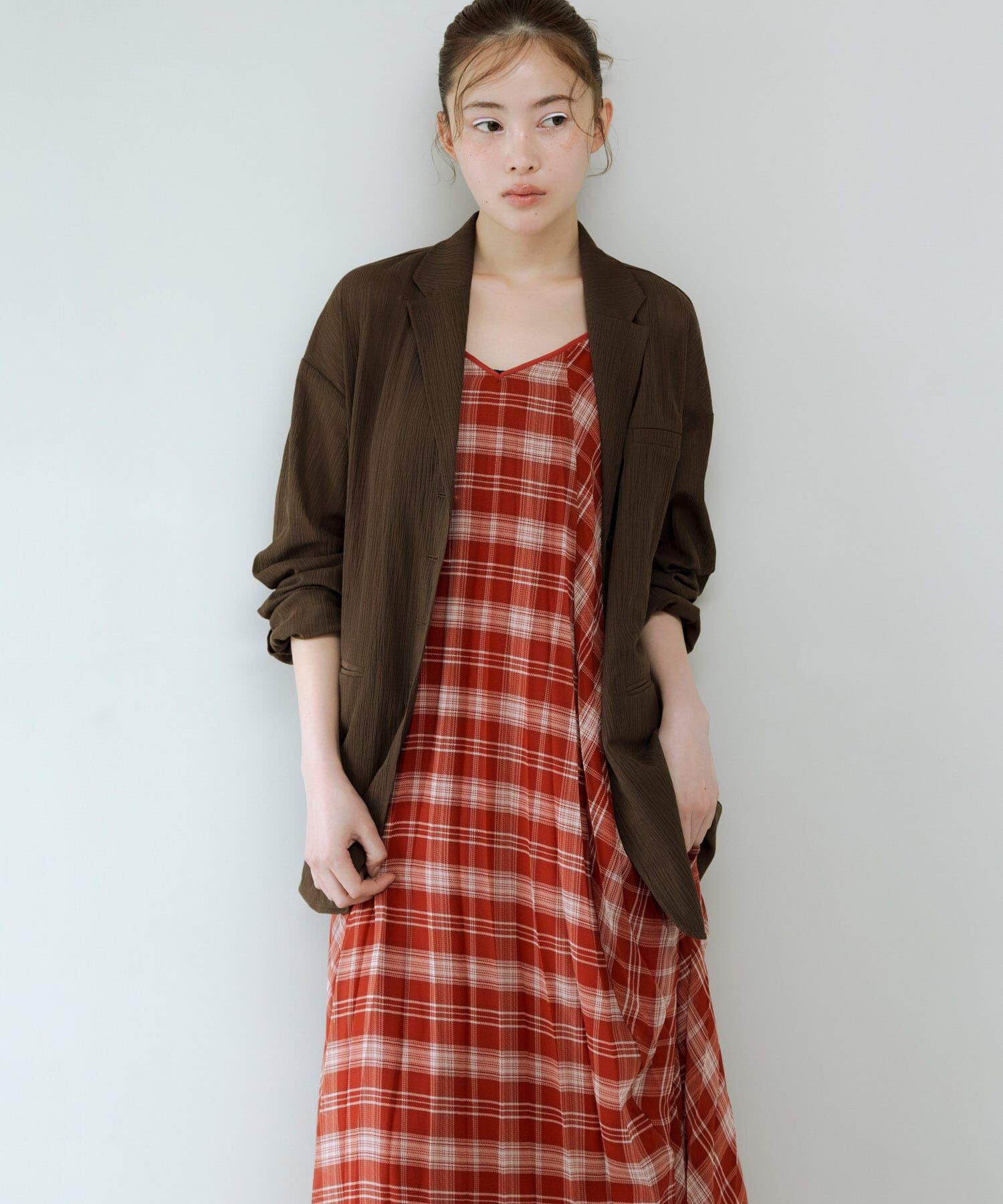  「チェックプリーツキャミワンピース」|その他|レッド系その他