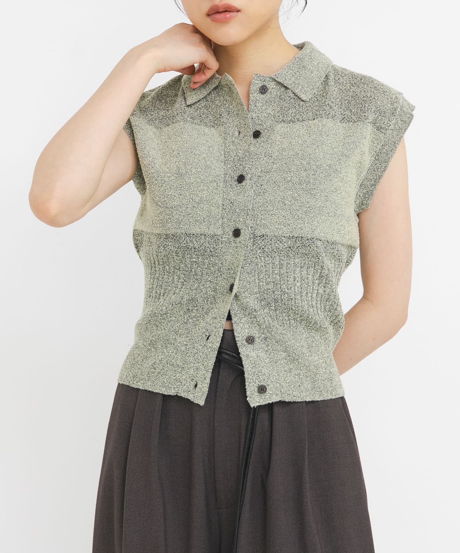  「スリーブレスニットシャツ」|ニット・セーター|