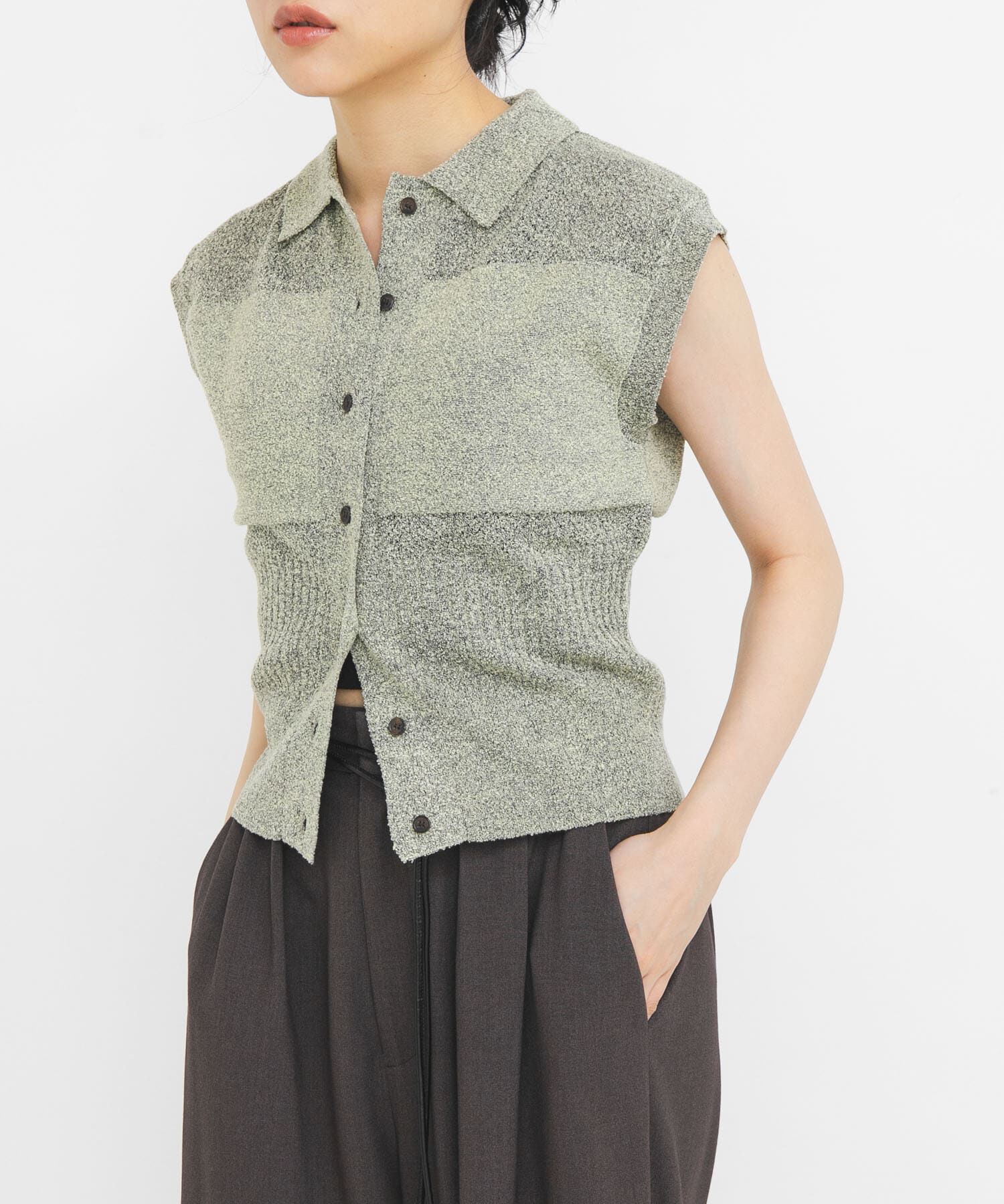  「スリーブレスニットシャツ」|ニット・セーター|