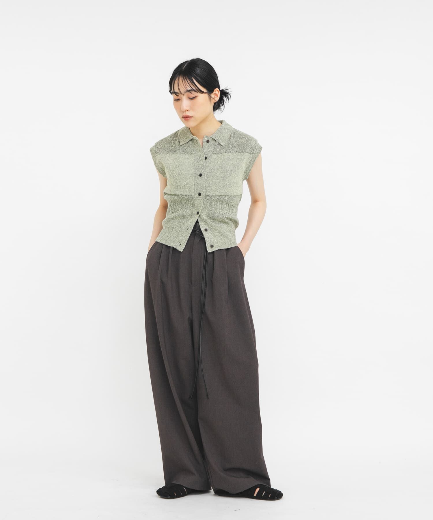  「スリーブレスニットシャツ」|ニット・セーター|